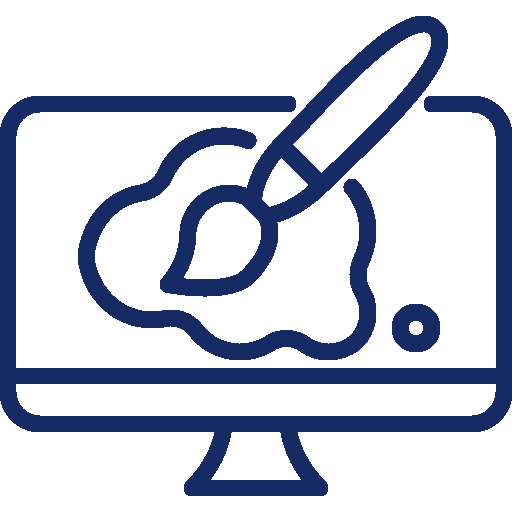 Strichzeichnung Bildschirm und Pinsel